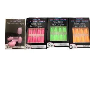 3 for $10 Glow in the dark neon green orange pink light pink press on nails FREE